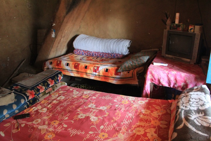 Sleeping area nside one of the houses