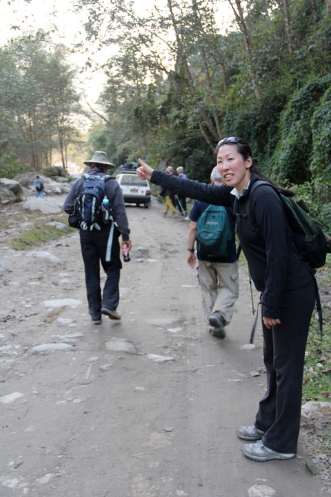 Jessica issignaling a taxi