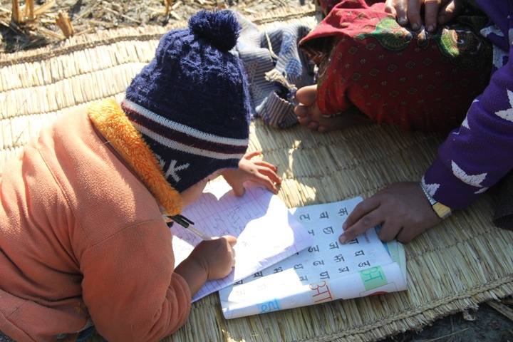 Teaching the children to write 